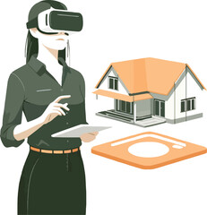 Woman watching cd home  through vr