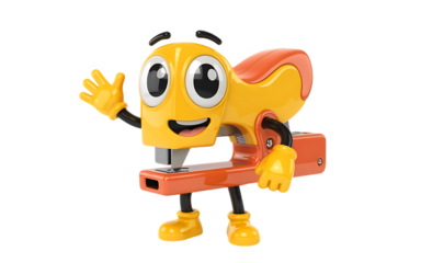 Staple Gun cartoon Character on transparent background