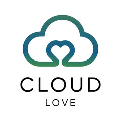 Gradient cloud logo design with heart concept