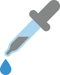 A simple flat style illustration of a dropper with a single droplet on transparent background