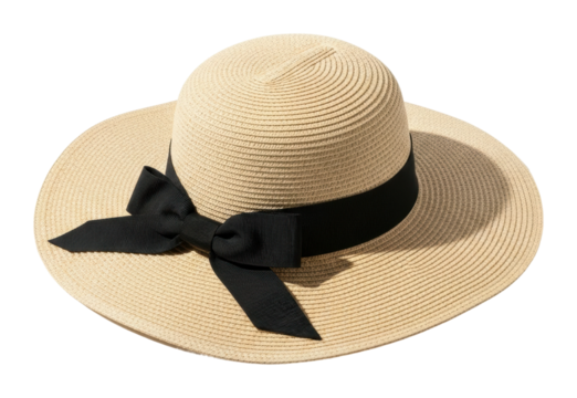 Elegant straw hat for summer events lifestyle fashion focus isolated on transparent background