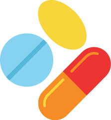 Colorful assortment of pills and capsules in various shades isolated graphic on transparent background