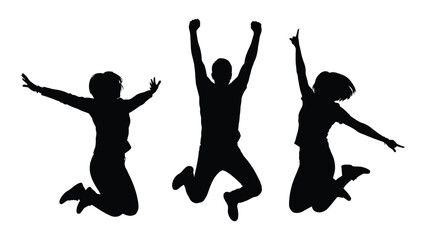 Jumping people silhouettes isolated on white background, Vector