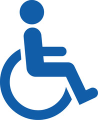 Simple blue accessibility icon of a person in a wheelchair isolated design on transparent background