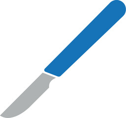 A sleek blue and silver scalpel illustration isolated for medical use on transparent background