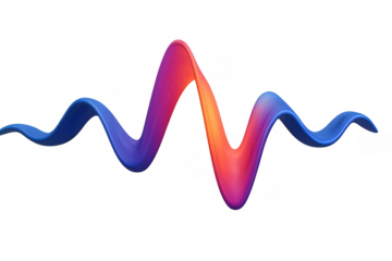 Abstract sound wave or sine wave rendering showing vibrant gradient colors on a transparent alpha channel background