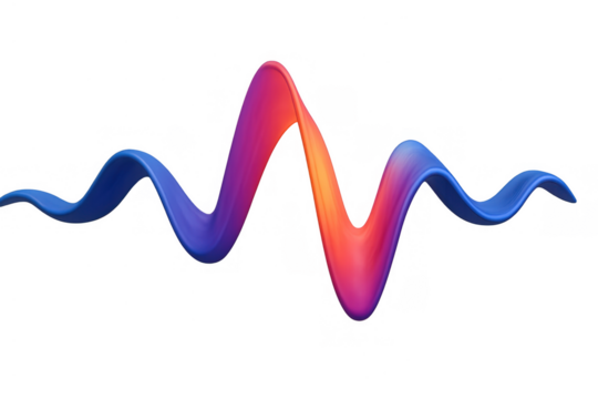 Abstract sound wave or sine wave rendering showing vibrant gradient colors on a transparent alpha channel background