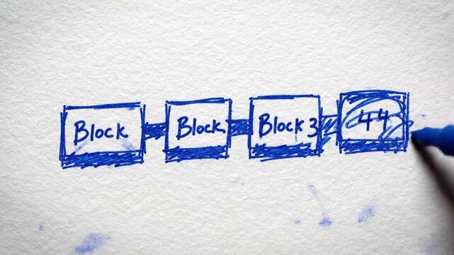 Conceptual Blockchain Sketch Representing Digital Ledger Technology and Innovation