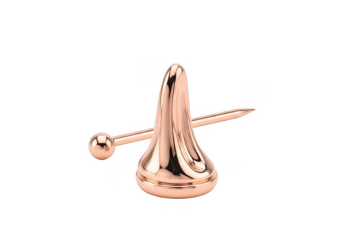 Rose gold teardrop stud earring isolated on transparent background