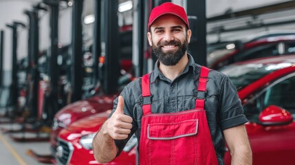 Confident Auto Repair Technician Offers Service