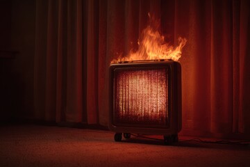 Red Curtain Burning from Faulty Electric Space Heater