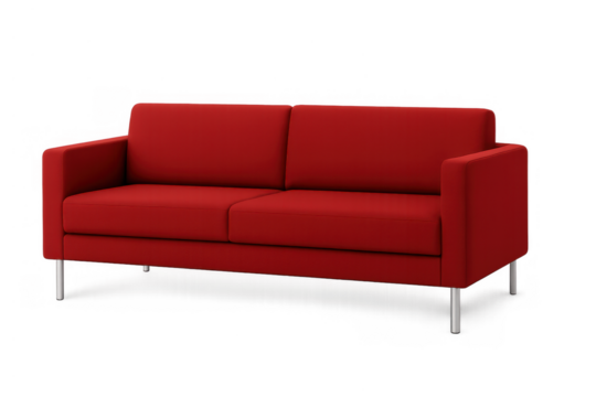Red modern sofa isolated on transparent background, contemporary furniture for home staging and interior design concepts - Powered by Adobe