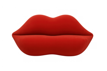 Pop art red lips sofa furniture design with transparent background, modern interior decoration concept