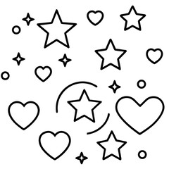 Whimsical star and heart pattern with circles