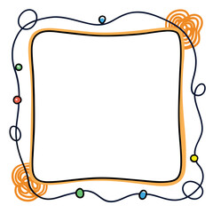 Whimsical square frame with colorful lights and swirls