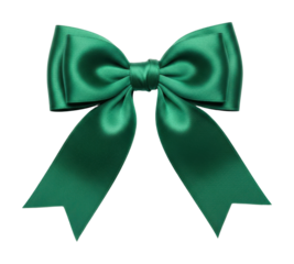 Decorative green satin bow product isolated on transparent background