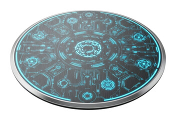 Futuristic graphic design digital interface in circular view isolated on transparent background