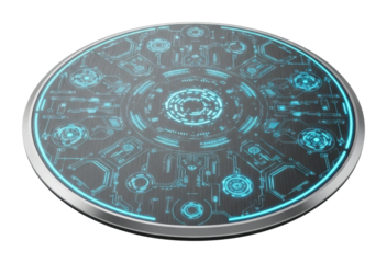 Futuristic graphic design digital interface in circular view isolated on transparent background
