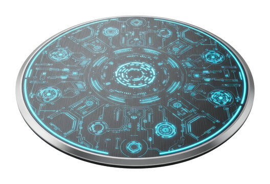 Futuristic graphic design digital interface in circular view isolated on transparent background