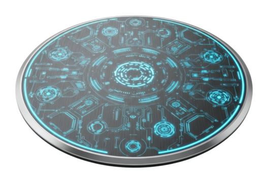 Futuristic graphic design digital interface in circular view isolated on transparent background