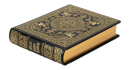 Antique Holy Bible with Ornate Cover and Gilded Edges.