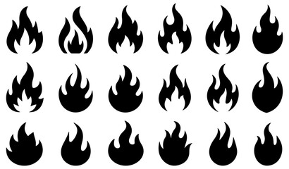 campfire flame fire icon vector set
