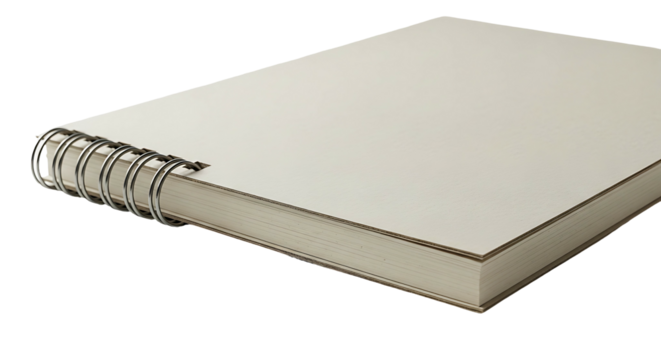 Blank Spiral Bound Notebook on White Background.