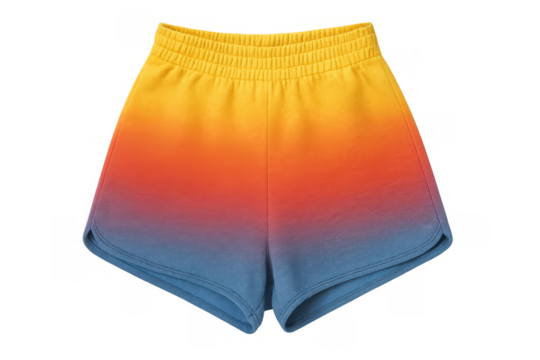 Gradient color women's summer shorts for casual fashion and beachwear on transparent background - Powered by Adobe