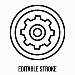 Settings Gear Button Vector Icon Illustration, Lineal Icon