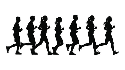 Running silhouettes isolated on white background, Vector
