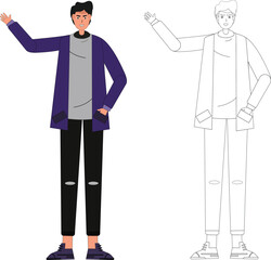 Young man standing and waving hand