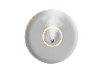 Silver oval button with inner ring isolated on transparent background