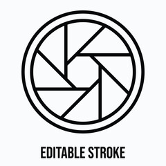 Camera Shutter Vector Icon Illustration, Lineal Icon