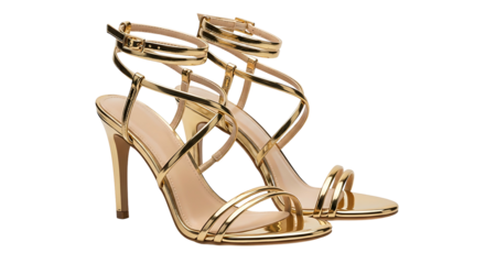 Elegant golden high heels perfect for special occasions and events.