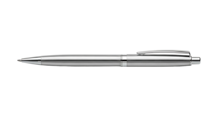 Elegant Silver Pen on White Background.