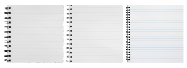 A collection of white sheet of paper, isolated on a transparent background