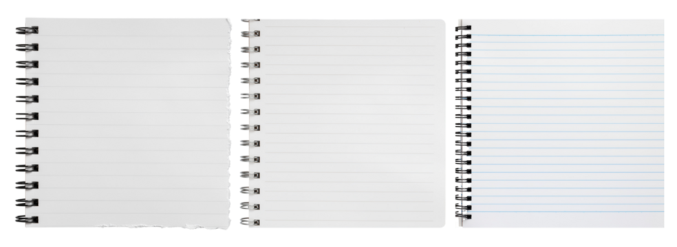 A collection of white sheet of paper, isolated on a transparent background