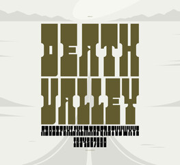 Massive serif font in American style, tall and condensed wild west saloon and western vector typography for logos, bold typeface in vintage America style, display font for posters.