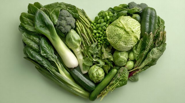 Veganuary winter challenge. Flat lay composition of assorted green vegan ingredients, seasonal renewal and plant based healty concept