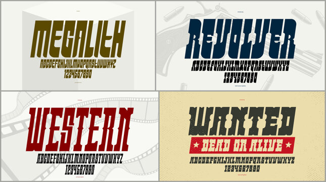 Tall geometric vector fonts set, bold and massive condensed alphabet typefaces, strong and heavy typeset collection, useful for logo creation, urban letters set.