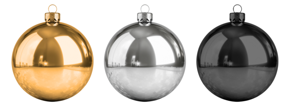A collection of christmas ornament set, isolated on a transparent background