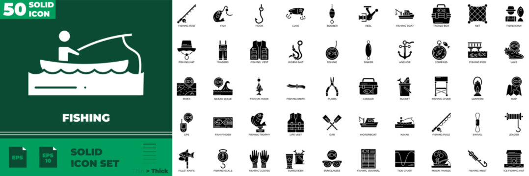 Fishing Solid Editable Icons set