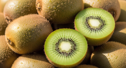 Fresh kiwis offer vibrant green color and juicy flavor for healthy recipes and snacking