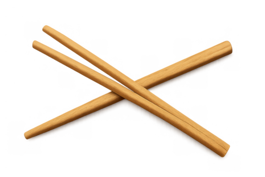 Wooden chopsticks crossed, essential asian dining utensil for traditional meals, food culture concept on transparent background