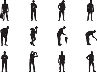 Silhouette of people in various poses, offering a diverse range of human figures for architectural renderings and design projects