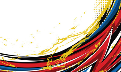 Red and blue racing geometric stripes vehicle wrap sticker