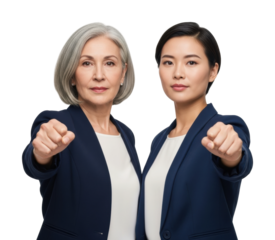 Empowered women standing strong portrait professional confidence isolated on transparent background