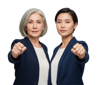 Empowered women standing strong portrait professional confidence isolated on transparent background