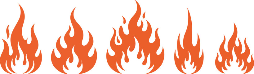 Set of stylized fire flames vector illustration design