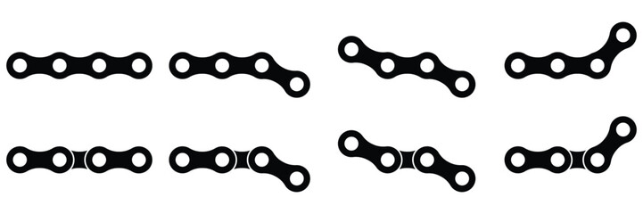 Bicycle Chain Link Vector Set – Mechanical Cycling Components, Speed Motion Icons & Precision Bike
 Engineering Design